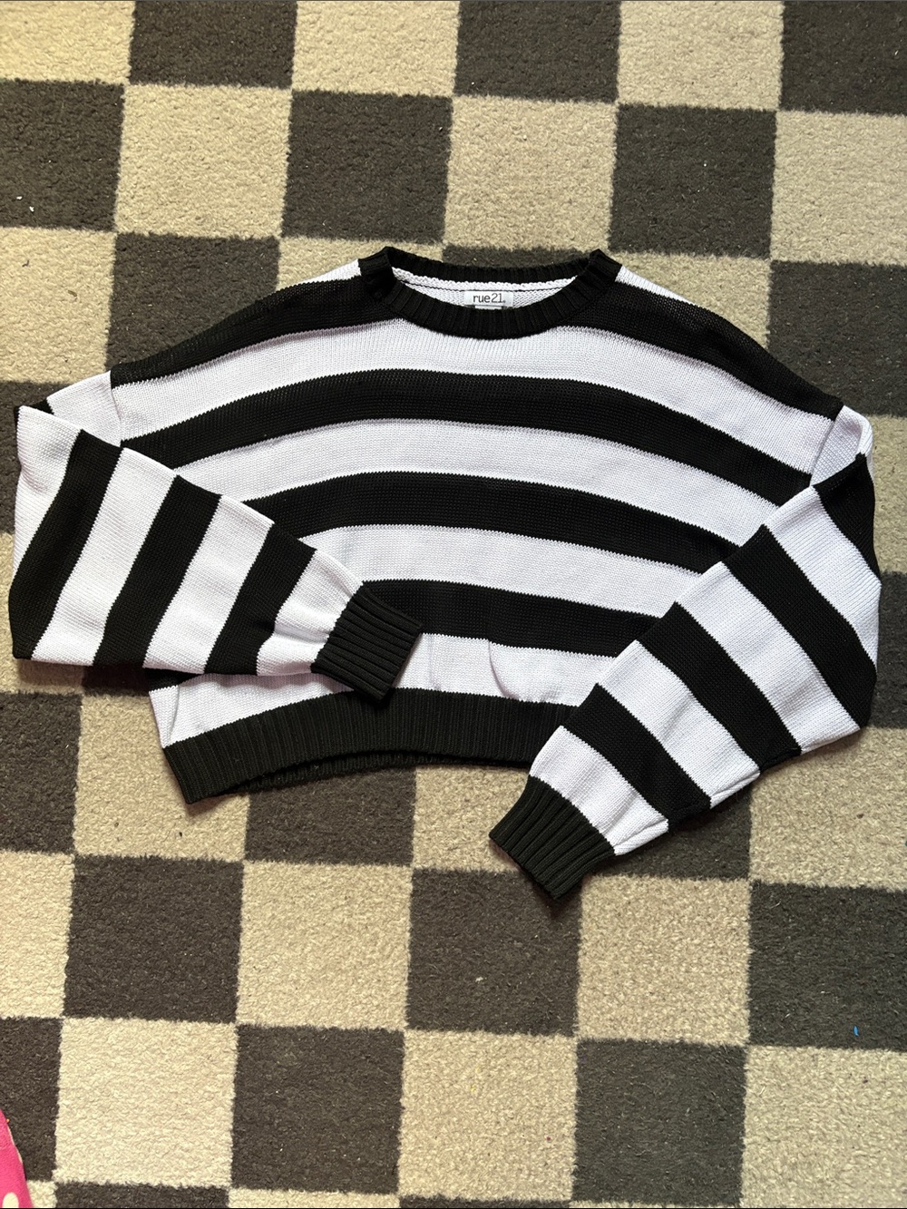 Black and White Striped Knit Sweater